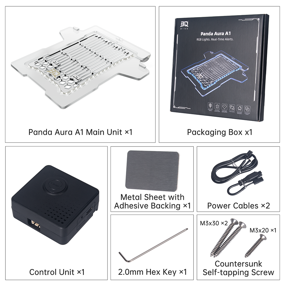 BIQU Panda Aura Smart RGB Lighting Panel with Remote Control and Customizable Status Display for A1 Series
