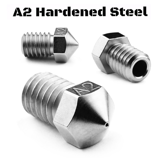 Plated A2 Hardened Tool Steel Nozzle RepRap - M6 Thread 3mm Filament