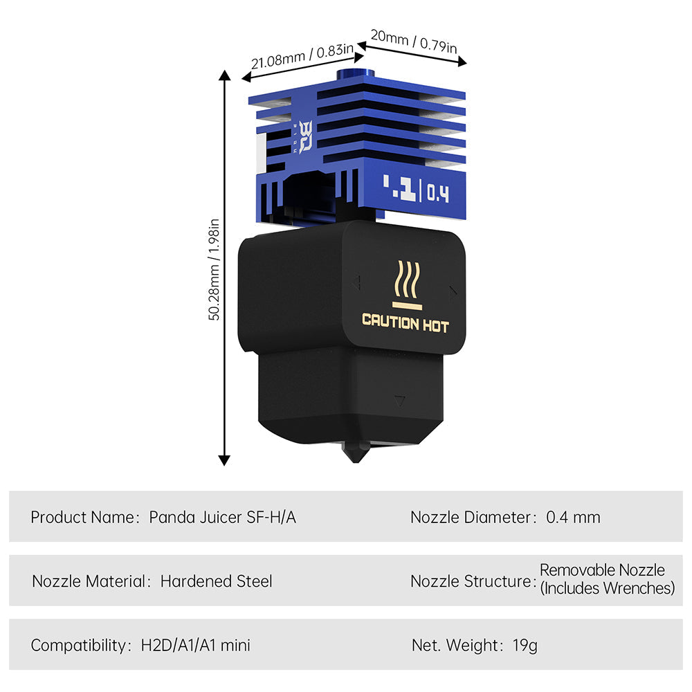 BIQU Panda Juicer Hotend  Standard Flow with 0.4mm Hardened Steel Nozzle for Bambu Lab A1/A1 mini