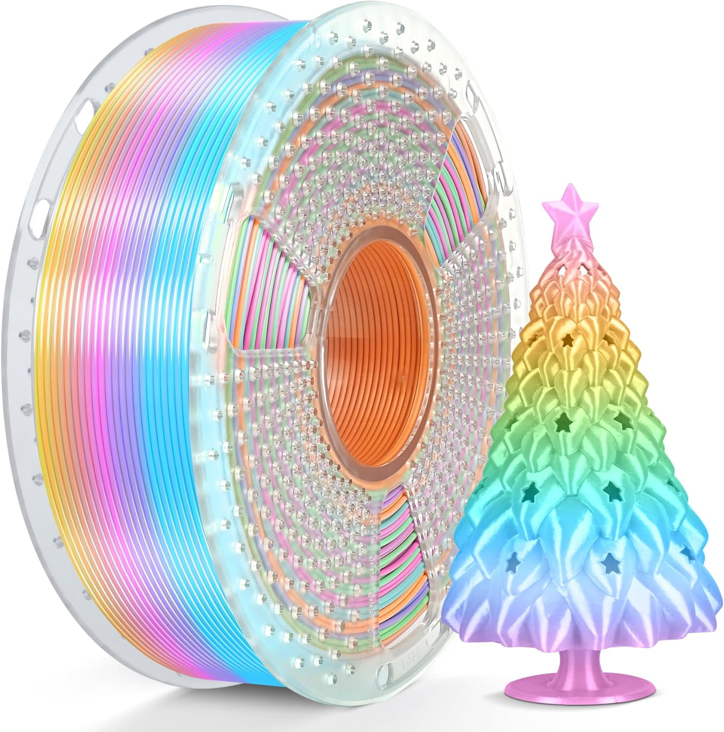 [MOQ: 3KG] PLA, SILK, PETG Rainbow Filament 3D Printer Filament 1KG