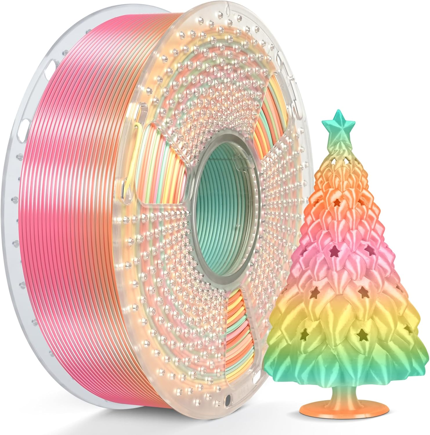 [MOQ: 3KG] PLA, SILK, PETG Rainbow Filament 3D Printer Filament 1KG