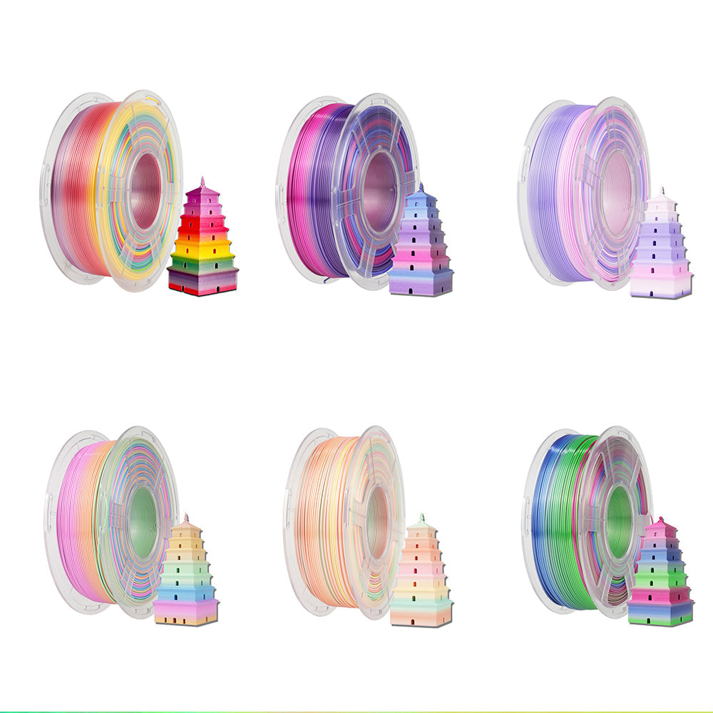 [MOQ: 3KG] PLA, SILK, PETG Rainbow Filament 3D Printer Filament 1KG