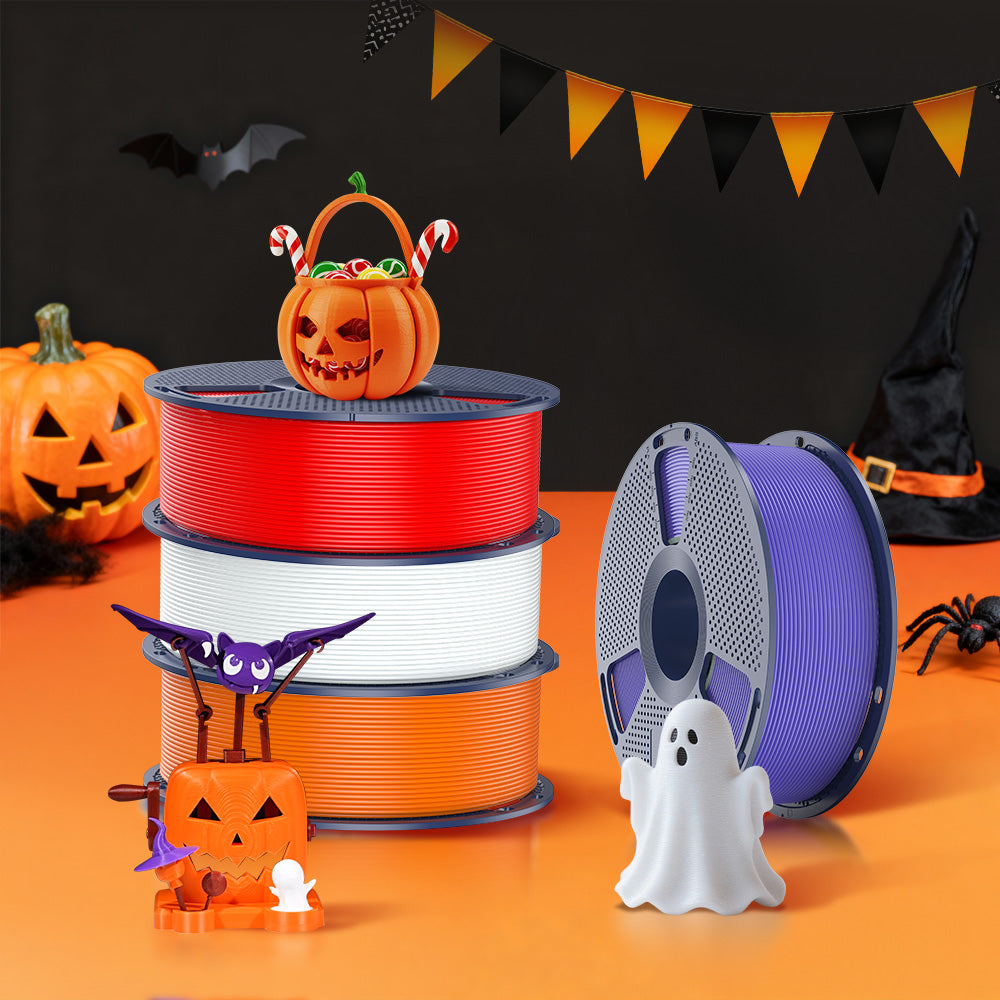 SUNLU Halloween Filament Combo – 4 Colors & Materials Mix & Match (White / Purple / Red / Orange)