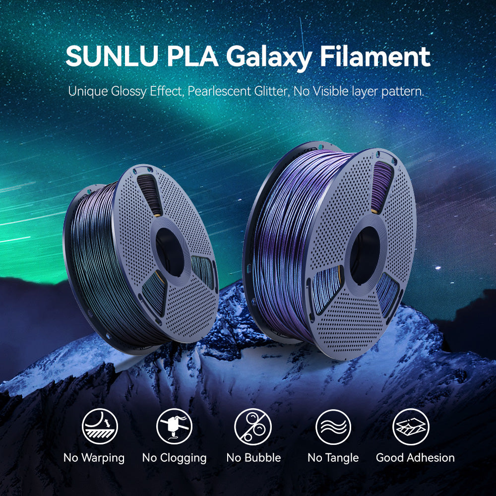 SUNLU PLA Galaxy 1KG, Color-Shifting PLA Esthenic Filament, Sparkling Ultrafine Pearlescent Powder