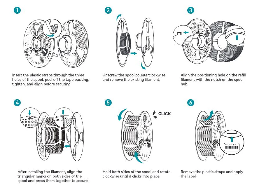 SUNLU Refill Filament 1KG, PLA, PLA+, PLA+2.0, PETG Filament, Compatible with 2025 SUNLU 3rd-Generation Reusable Spool and Bambu Reusable Spool