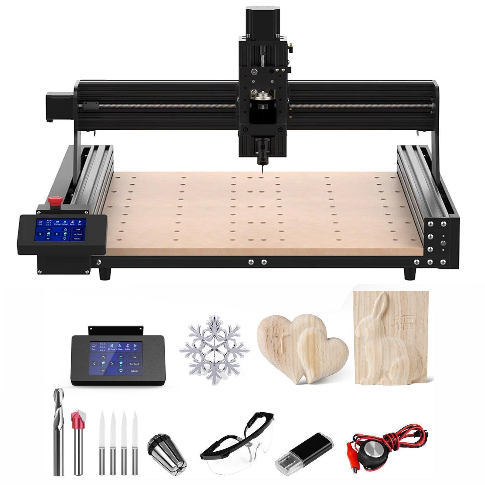 Twotrees TTC450 CNC Router Machine + 500w Motor + 4th Axis CNC Rotary + End Mills