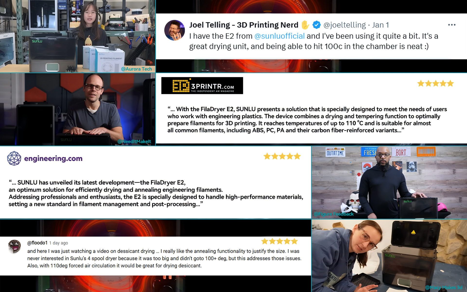 SUNLU FilaDryer E2, Up to 110℃, Professional Drying and Annealing, Born for Engineering 3D Printing Filaments