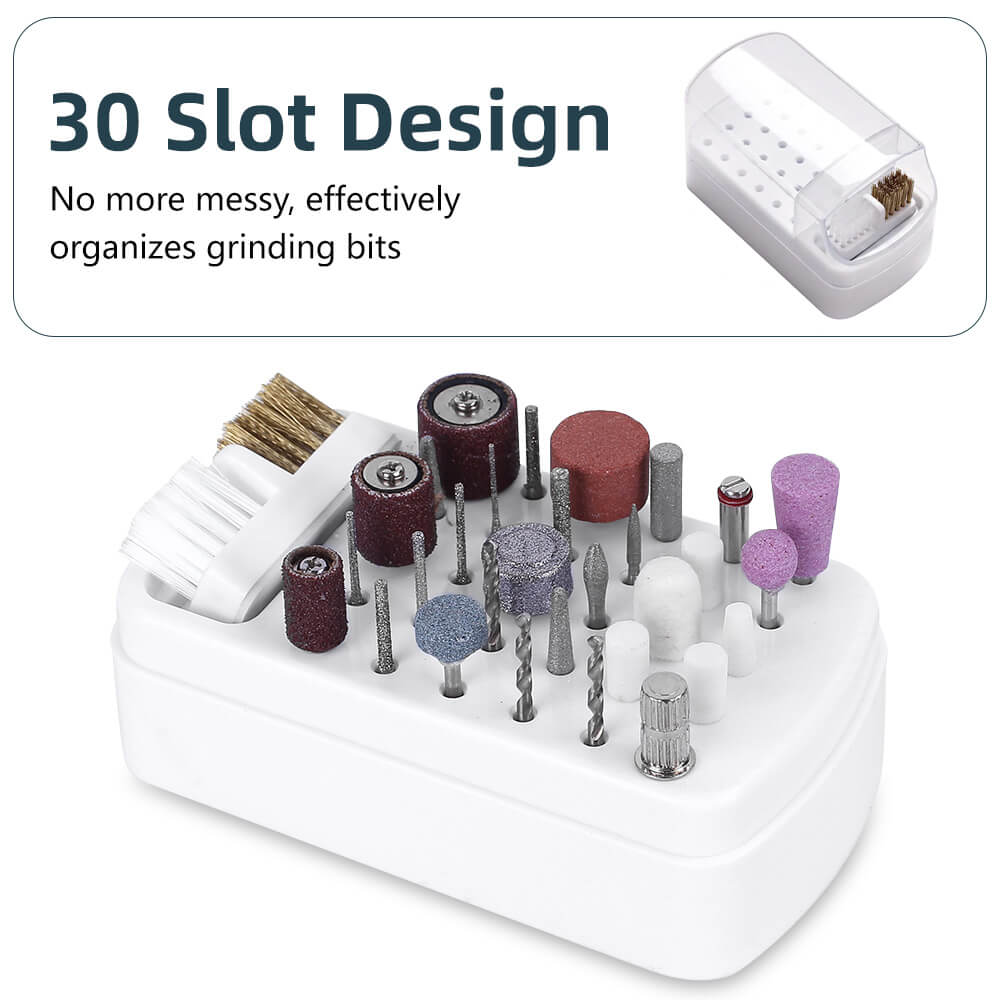 30 Holes Grinding Head Bit Organizer With Cleaning Brush