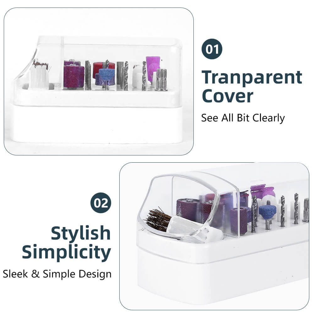 30 Holes Grinding Head Bit Organizer With Cleaning Brush