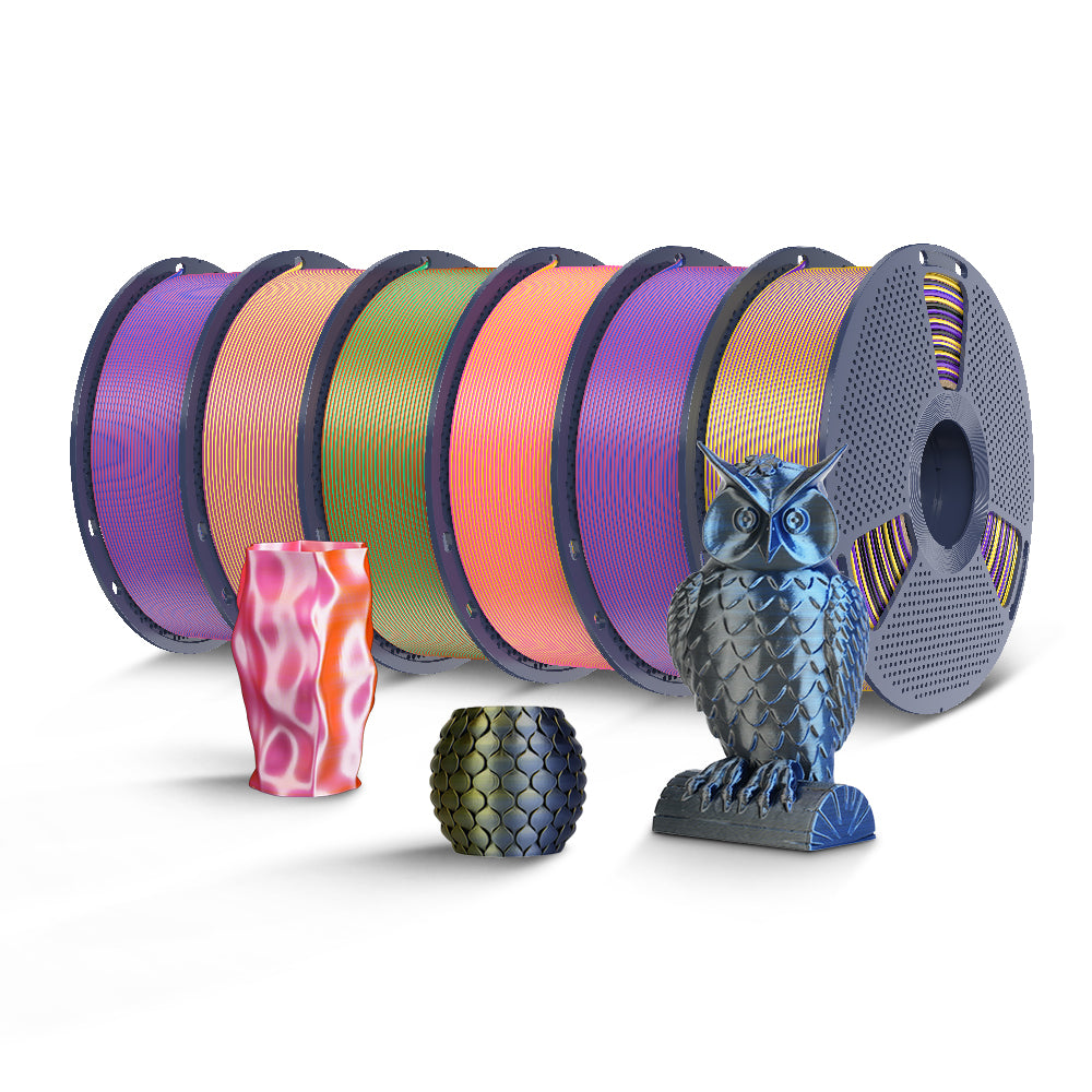 [MOQ: 3KG] Multi-Color SILK Filament(Dual-color, Tri-color and Four-color) 3D Printer Filament 1KG