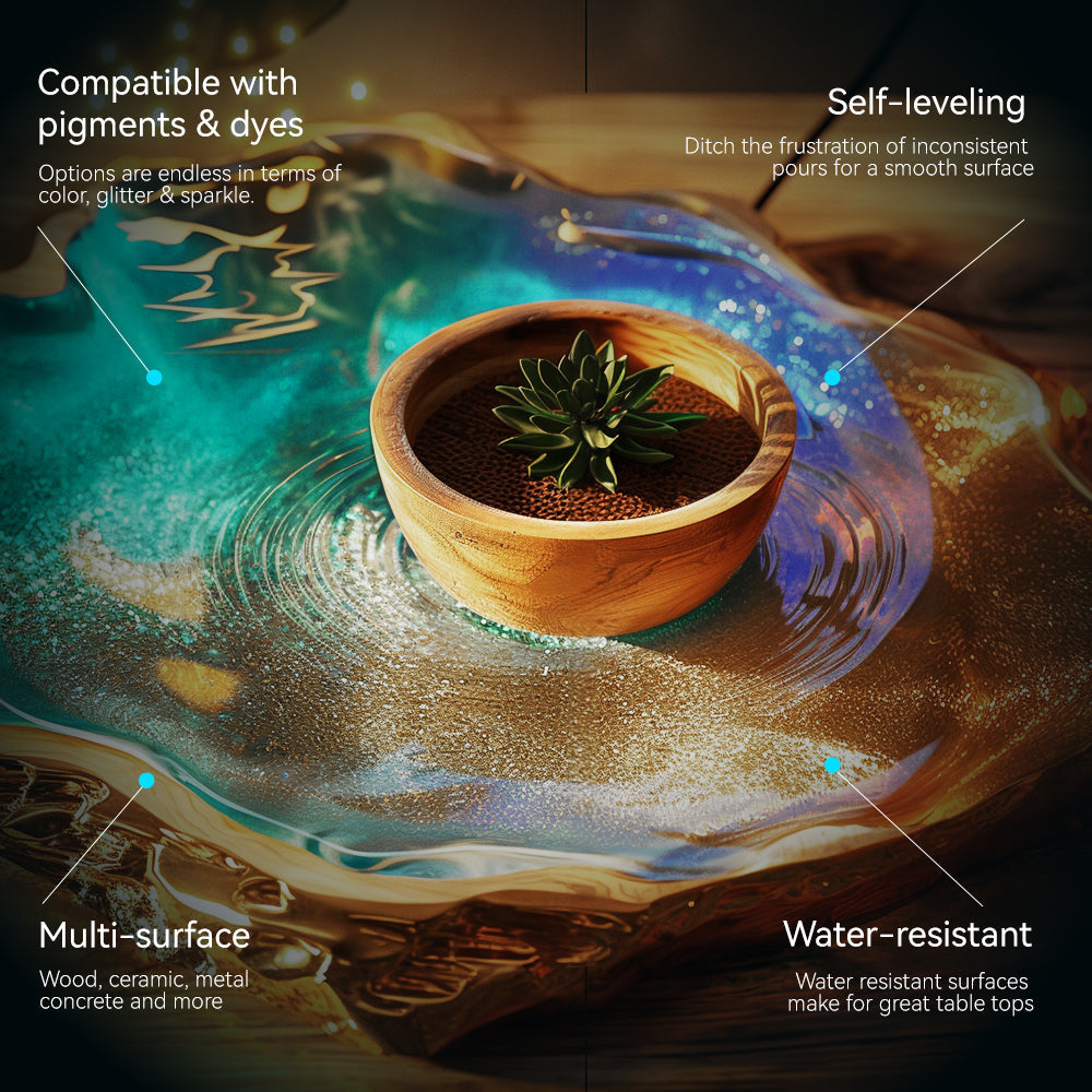 Crystal Clear Epoxy Resin Kit 48OZ(32OZ+16OZ), Perfect for DIY Gifts, Casting, Coating, Decorating, River Table Top