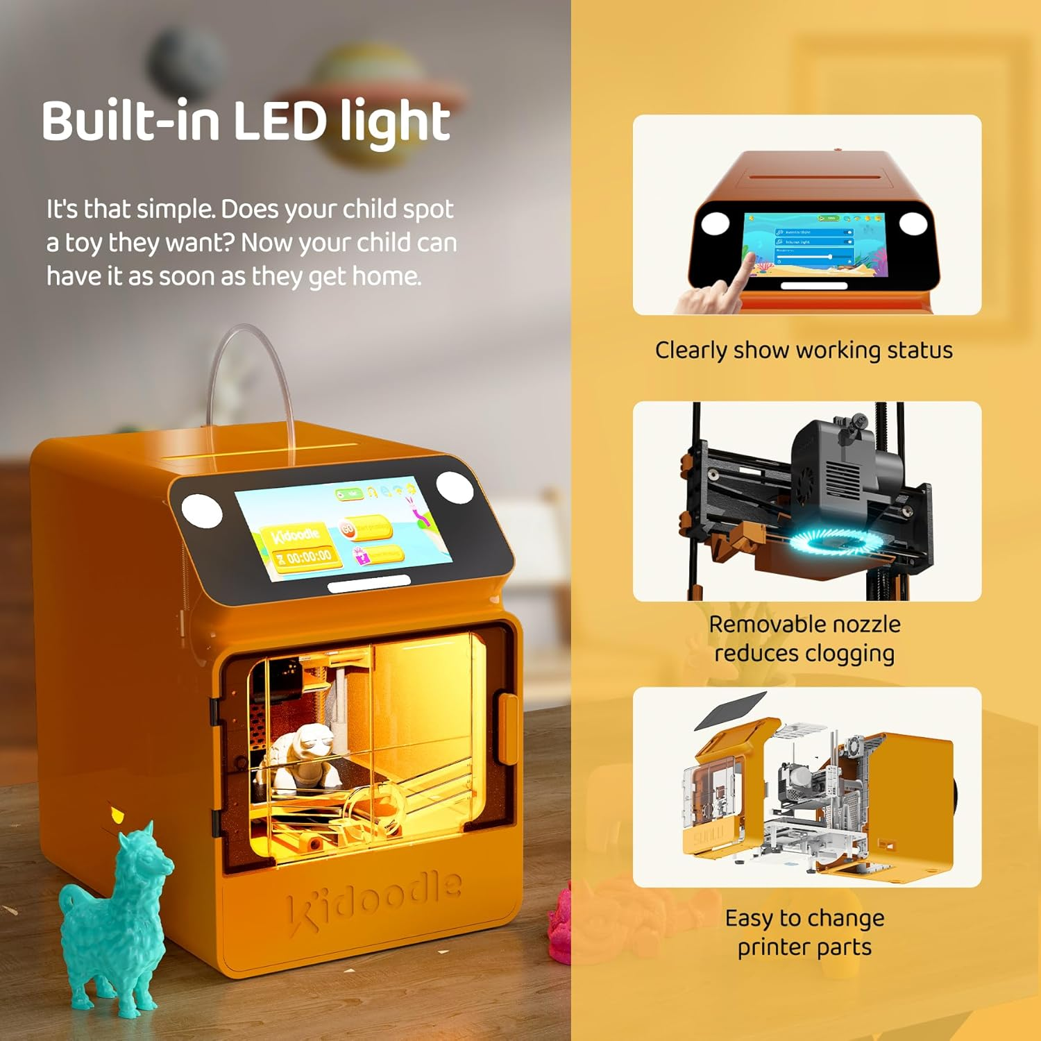 20%OFF Flash Deal | Kidoodle MiniBox A1: 3D Printer for Kids, Unleash Creativity with Kidoodle, 600mm/s High Speed, AutoLiv/Design Safe for Kids/5" Touch Screen, Wi-Fi/App Control, Easy to Install at Home/School