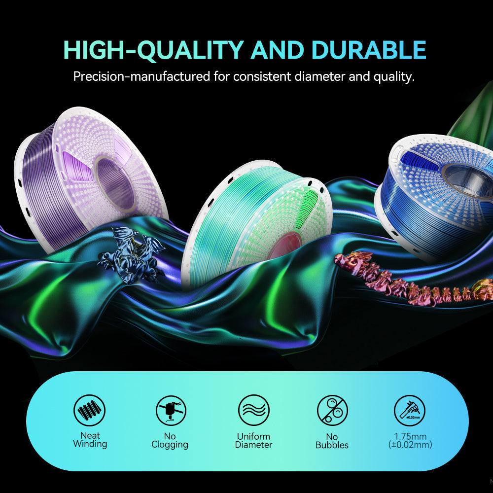 [MOQ: 3KG] Multi-Color SILK Filament(Dual-color, Tri-color and Four-color) 3D Printer Filament 1KG