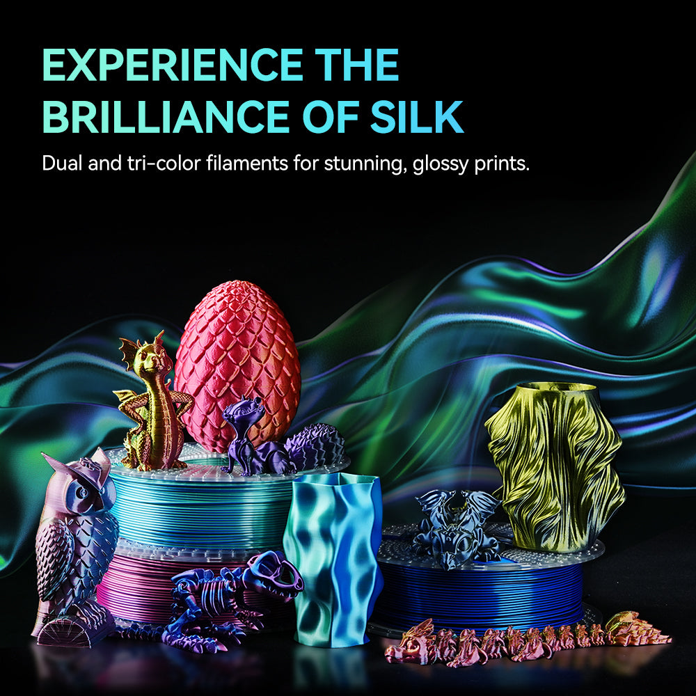 [MOQ: 3KG] Multi-Color SILK Filament(Dual-color, Tri-color and Four-color) 3D Printer Filament 1KG