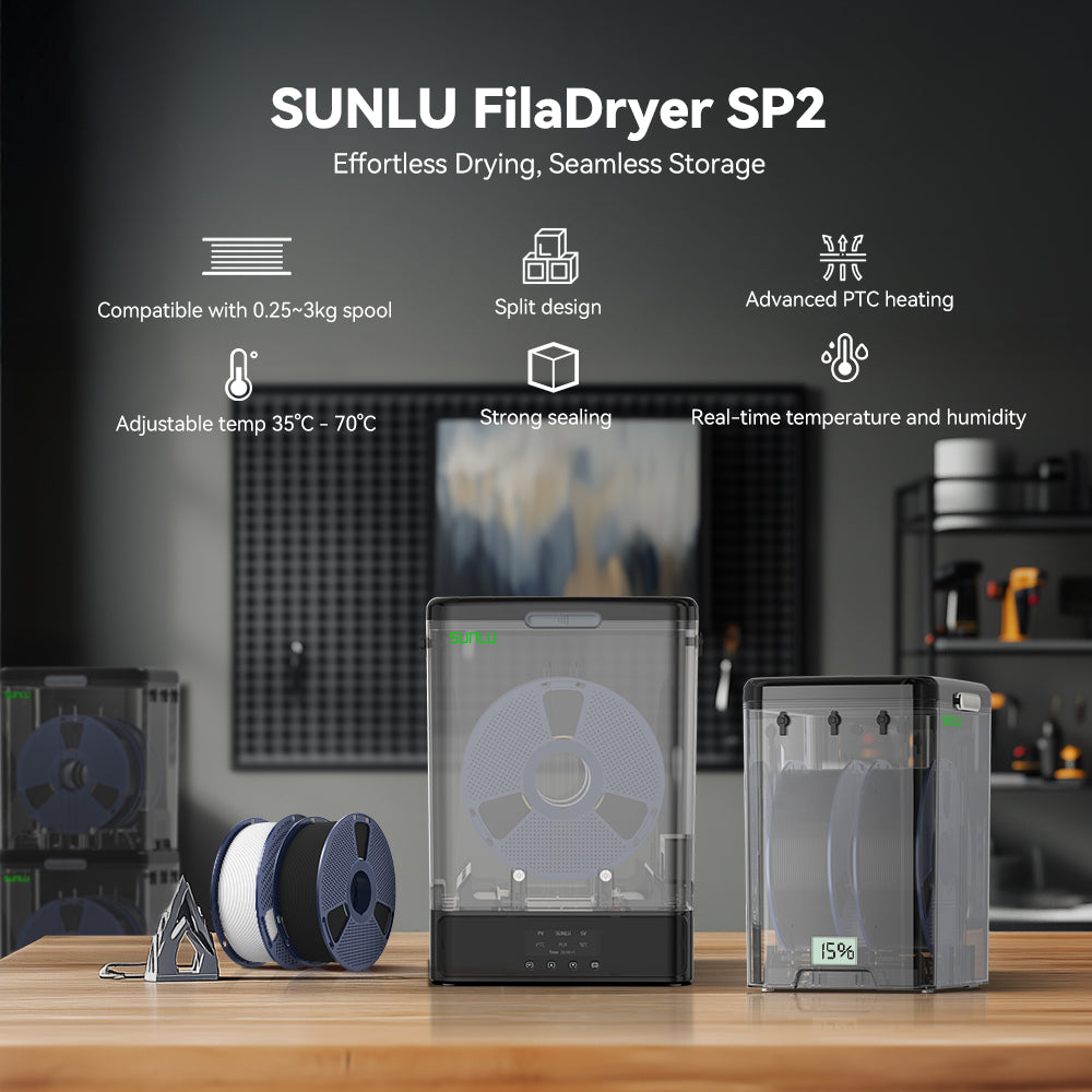 SUNLU FilaDryer SP2, 2-in-1 Filament Dryer Combine with Storage Box, Compatible with spool size 1kg×2 or 2kg×1 or 3kg×1