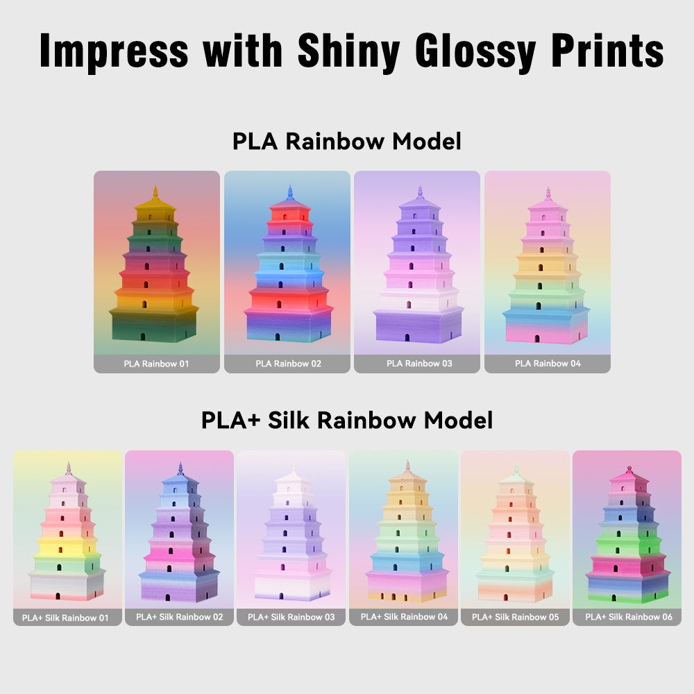 [MOQ: 3KG] PLA, SILK, PETG Rainbow Filament 3D Printer Filament 1KG
